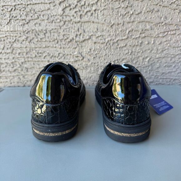 NEW Birkenstock Bend Low Croc Embossed Sneakers Womens 39EU or 8US Black Shiny - Picture 4 of 13